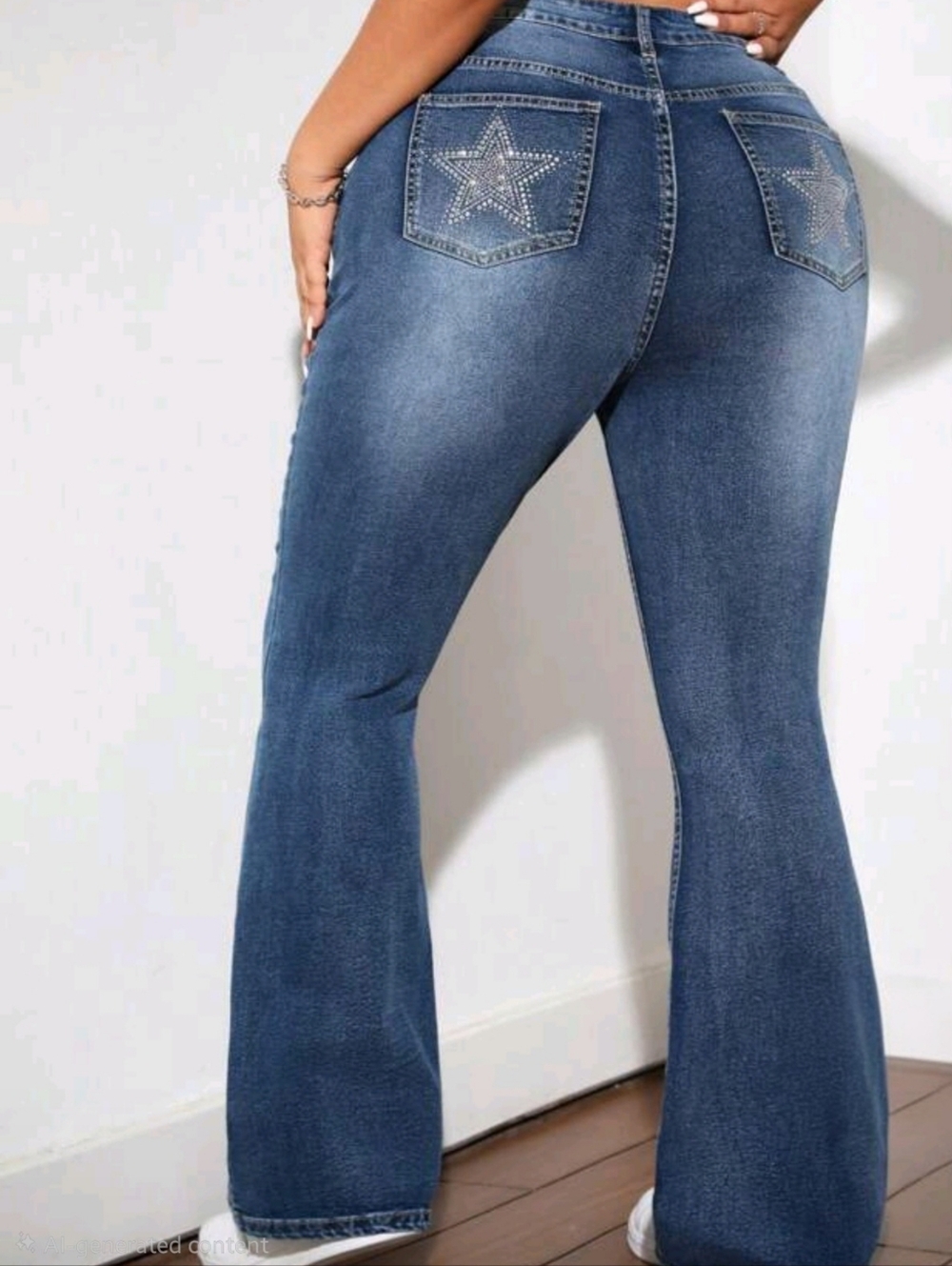 SHEIN Women's Flare Jeans in Blue Wash